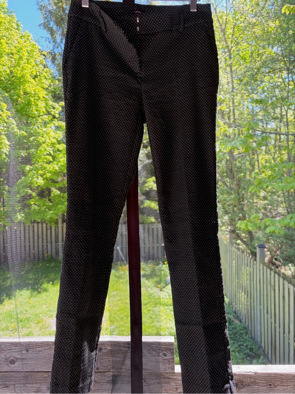 Adrienne Vittadini Black Micro-Polka Slim Chinos